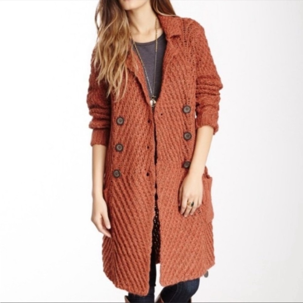 Free People Rust Buttermilk Biscuit Cardigan